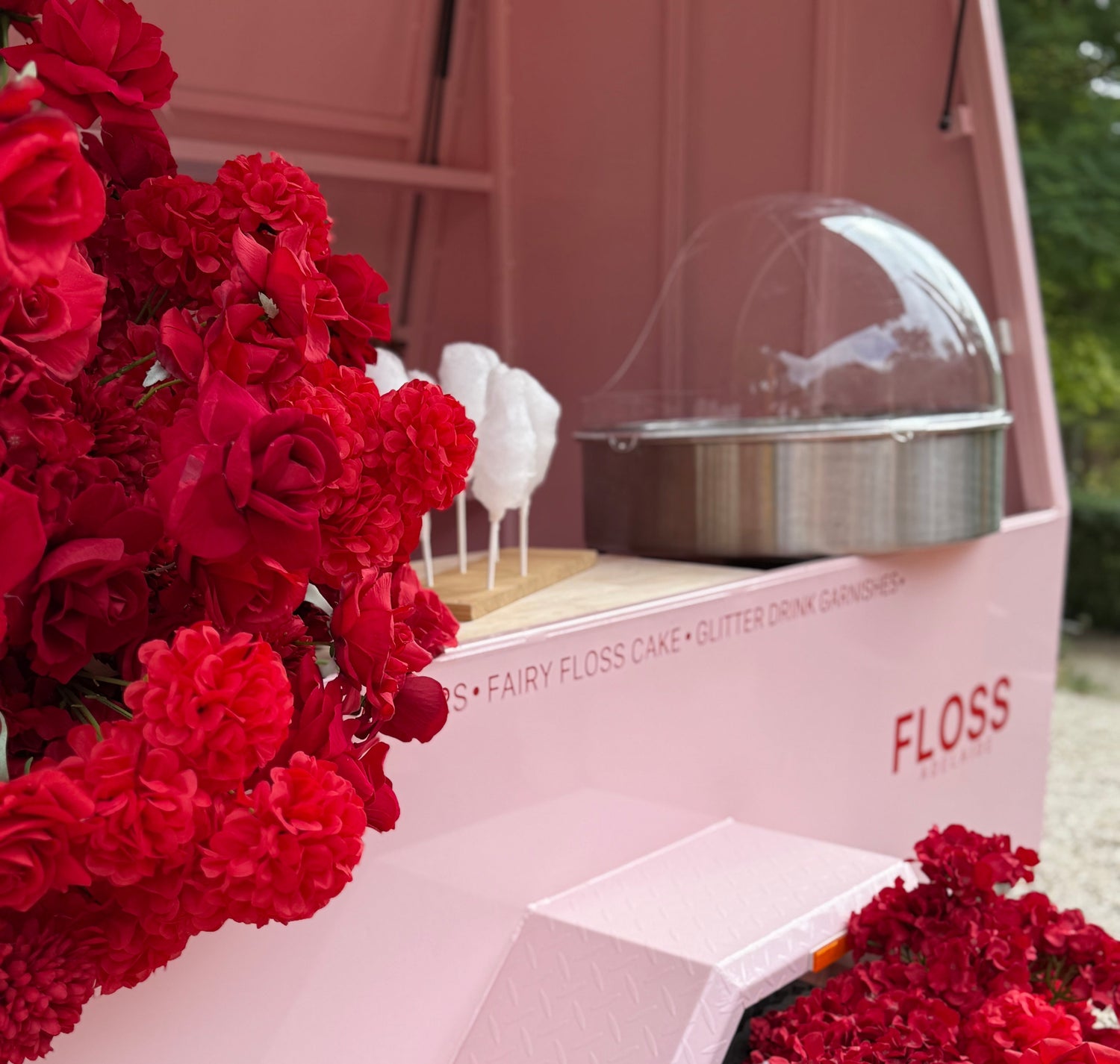 Fairy floss trailer ans machine used for outdoor events